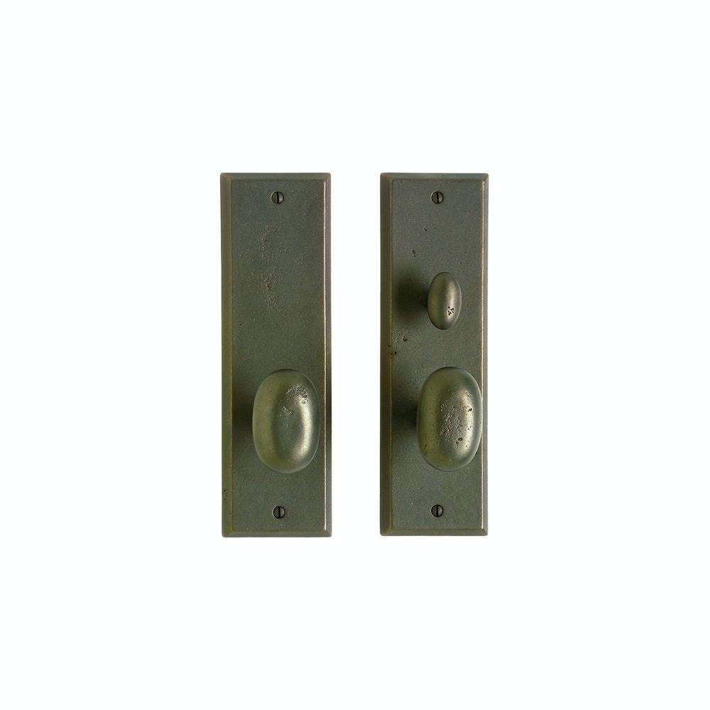 Entry Dead Bolt/Spring Latch - Rectangular Entry 3" X 10" E423-E421 Dead Bolt / Spring Latch With 3" X 10" Interior Escutcheon