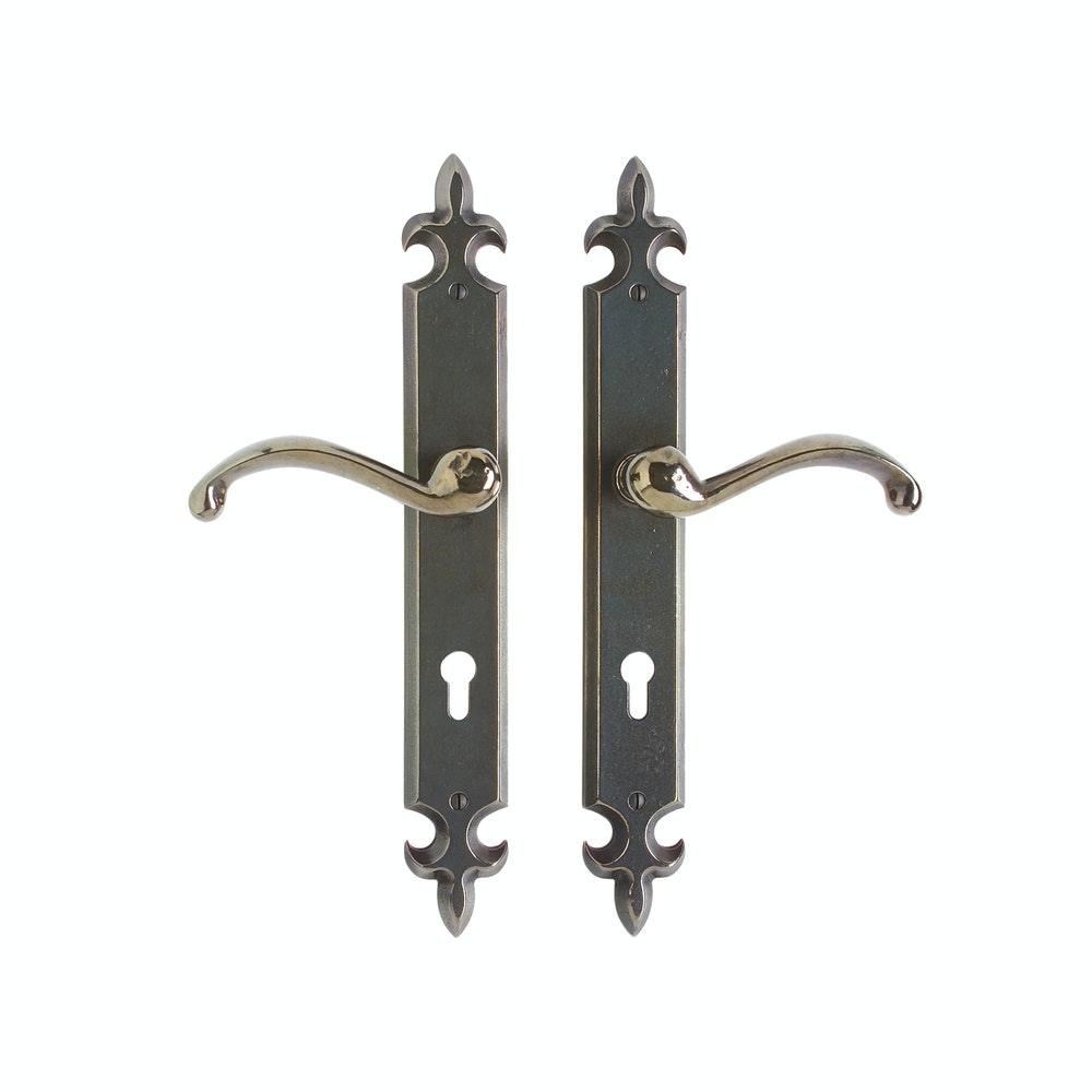 Multipoint Entry - Fleur De Lis 2" X 15" E825 Multi-Point Entry Trim With Profile Cylinder, Lever High