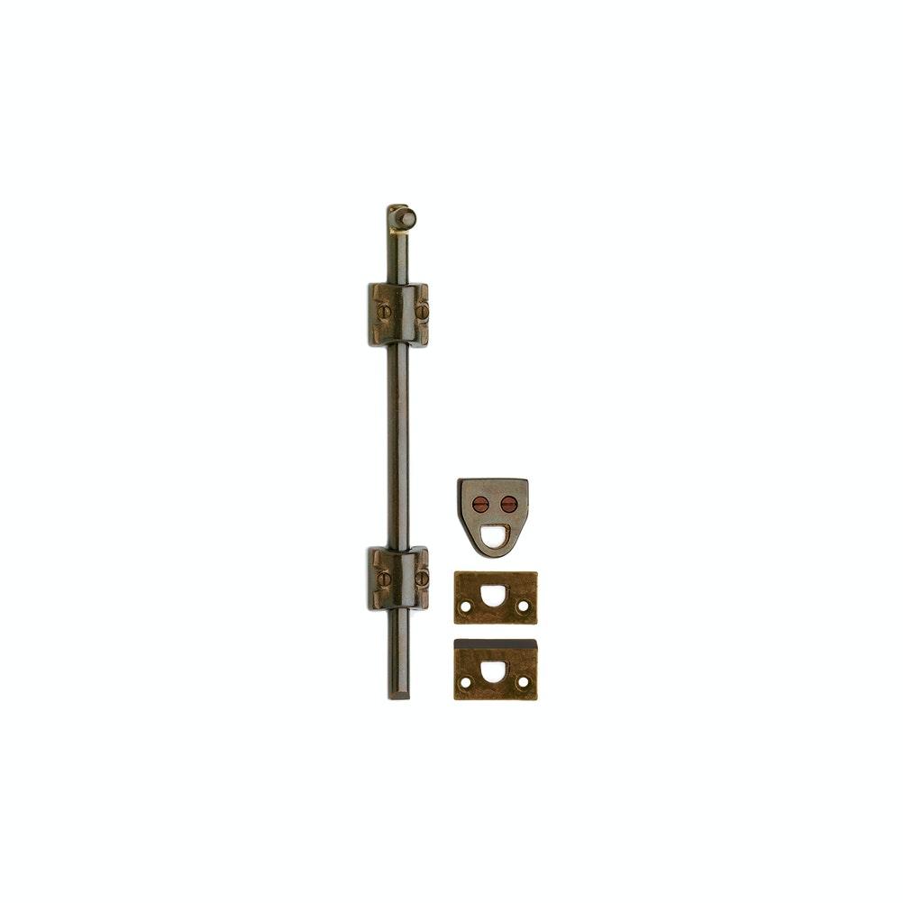 Door Hardware - 10"  Mini Surface Bolt Mini Surface Bolt With Square Mounting Bracket And 3/8" Bolt