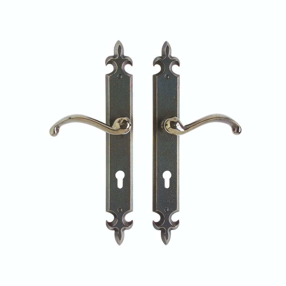 Fleur de Lis 2" x 15" E825 Multi-Point Entry Trim with Profile Cylinder, Lever High - Discount Rocky Mountain Hardware